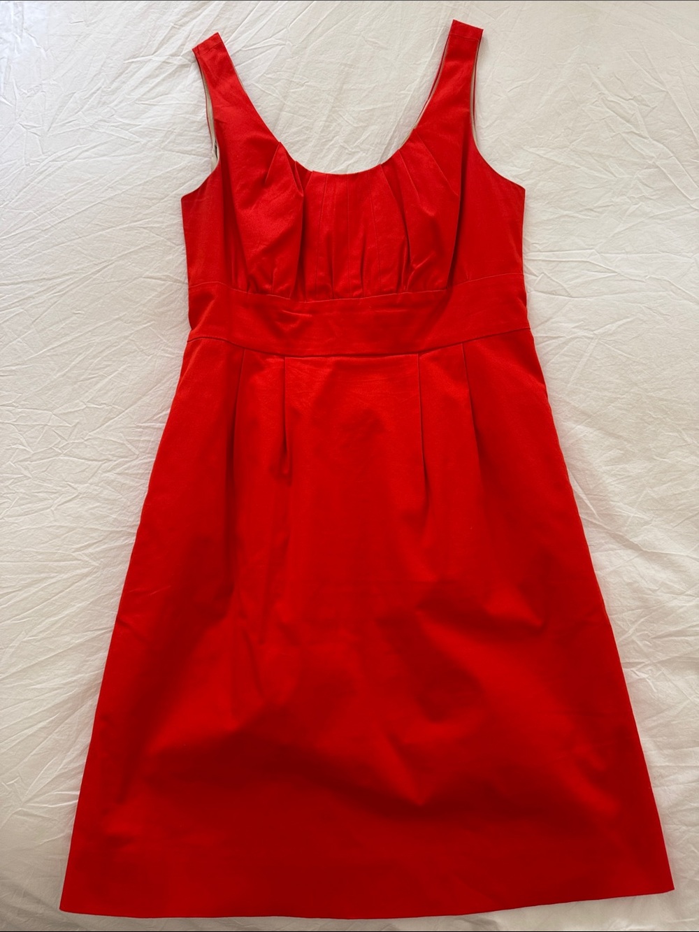 J. Crew Red Scoop-Neck Pleated Mini Dress